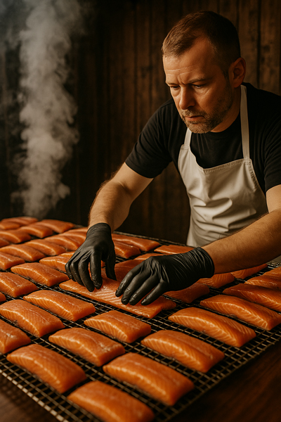 Processo di lavorazione salmone affumicato
